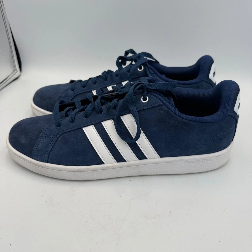 Adidas Cloudfoam Advantage Navy Blue Suede Sneakers Mens 11.5 B74227